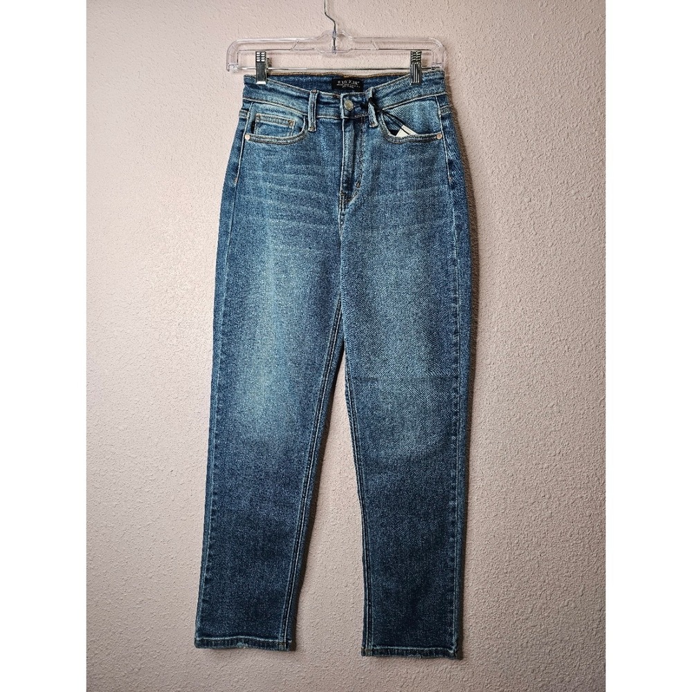 Judy Blue Womens High Waist Slim Straight Ankle Jeans Medium Blue 0/24 NEW